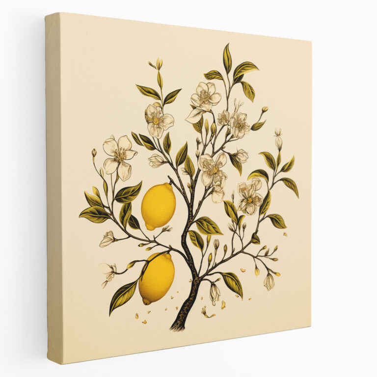 Lemon Tree Wall Art - Minimalist Line Drawing Canvas Print - Lemon Tree, Wall Art, Canvas, Minimalistic Line Drawing