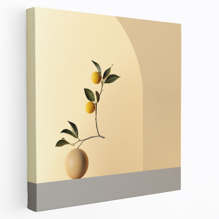 Lemon Tree Wall Decoration - Lemon Tree, Canvas, Simplicity, Pastel Background