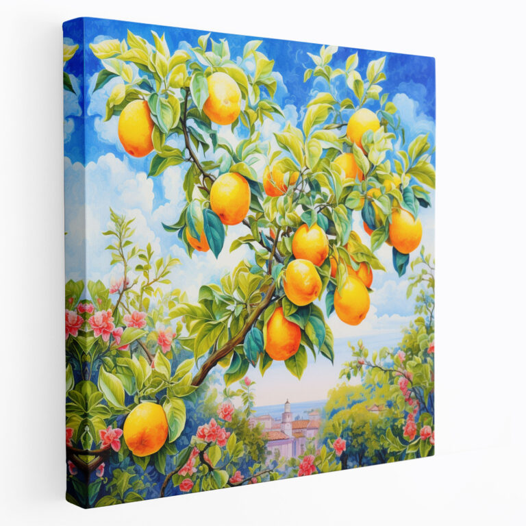 Lemon Tree Canvas Print - Bright And Vibrant Watercolor Wall Art - Lemon Tree, Wall Art, Watercolor Painting, Canvas Wall Art