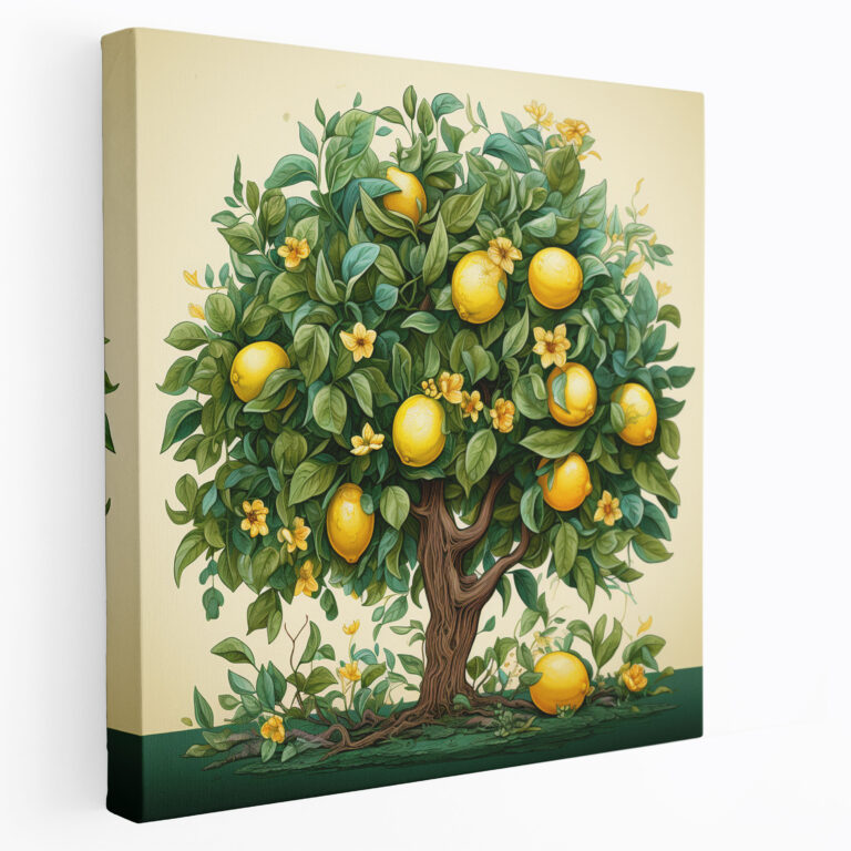 Lemon Tree Canvas Print - Realistic Botanical Wall Art - Lemon Tree, Canvas Wall Art, Ripe Fruits, Lemon Tree