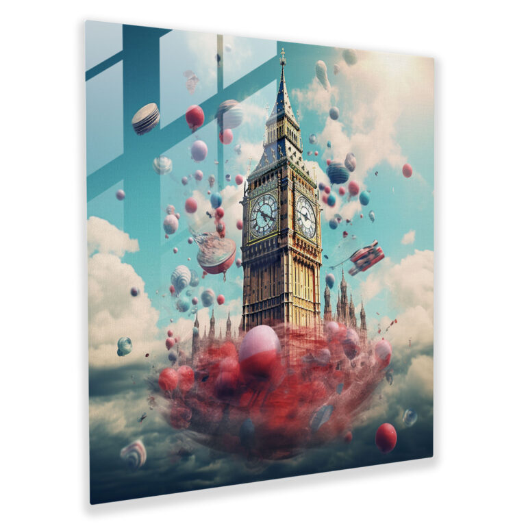 Timeless Whimsy Glass Print: Surreal Big Ben Art Decor