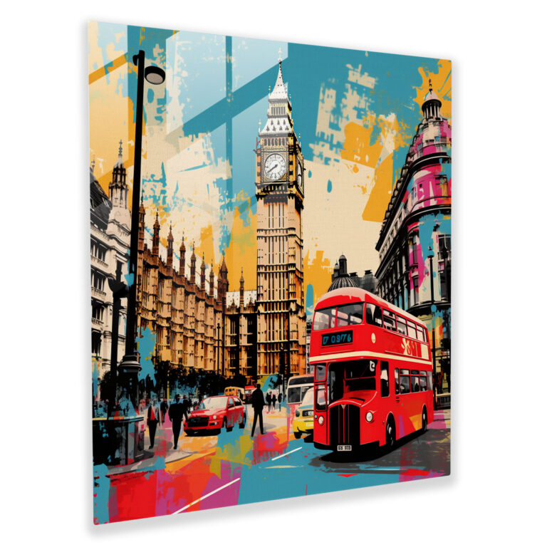 London Landmarks Glass Print
