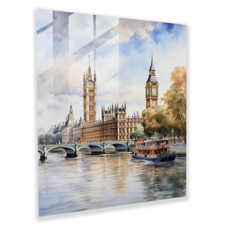 Stunning Realistic Glass Wall Art - Serene River Thames
