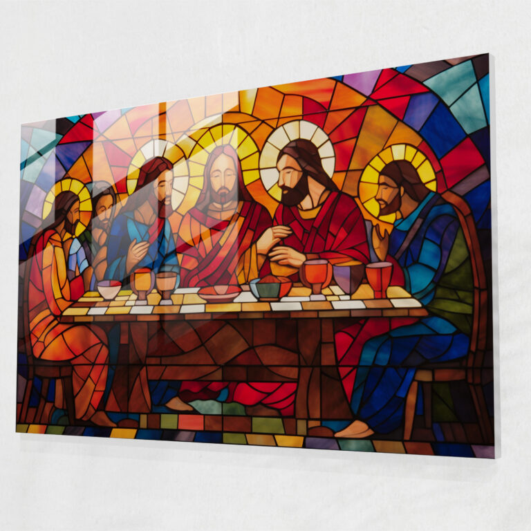 Last Supper Of Jesus Christ Glass Art - Last Supper Of Jesus Christ, Glass Art, Glass Print, Abstract Stained Glass Mosaic