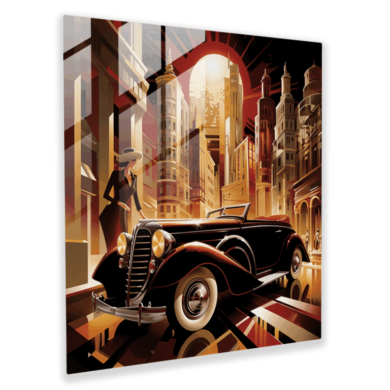 Art Deco Inspired Glass Print of Speedy Gonzales in a Glamorous City Setting - Home Decoration