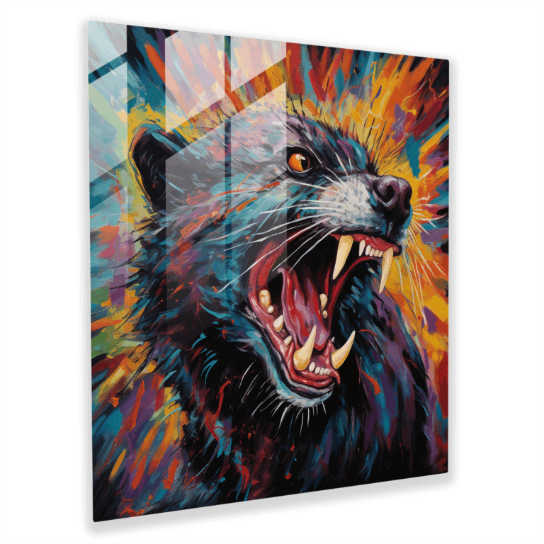 Expressionist Glass Print of Tasmanian Devil - Abstract Wall Art Decoration