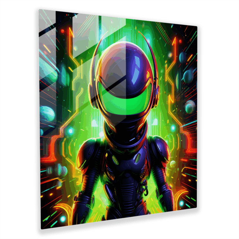 Sleek Glass Print - Looney Tunes Wall Decoration with Futuristic Digital Artwork