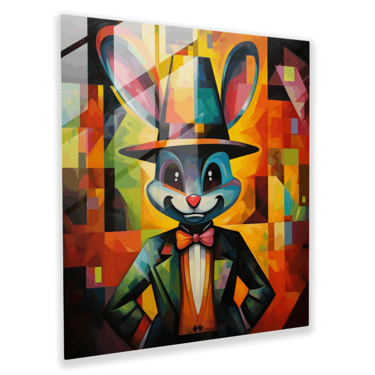 Captivating Glass Print - Cubist Looney Tunes Glass Wall Art with Artistic Geometric Design