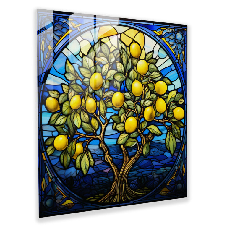 Stained Glass Lemon Tree Wall Decoration - Lemon Tree, Glass Wall Art, Vibrant Colors, Home Decoration
