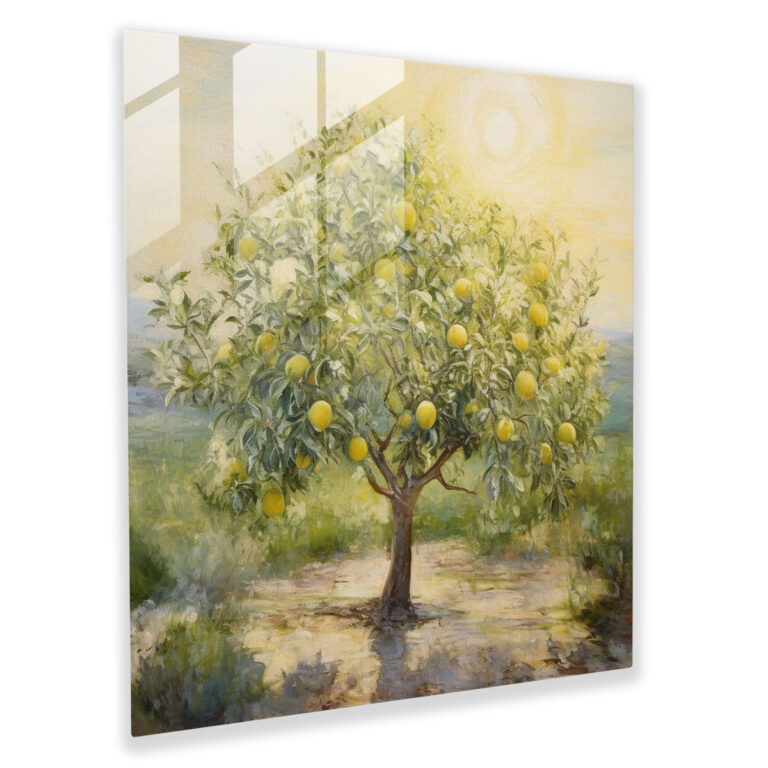 Ethereal Lemon Tree Glass Print - Lemon Tree, Glass Print, Wall Decoration, Lemon Tree