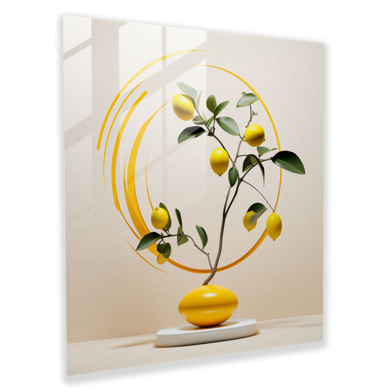Futuristic Lemon Tree Glass Print - Lemon Tree, Home Decoration, Wall Decoration, Glass Print