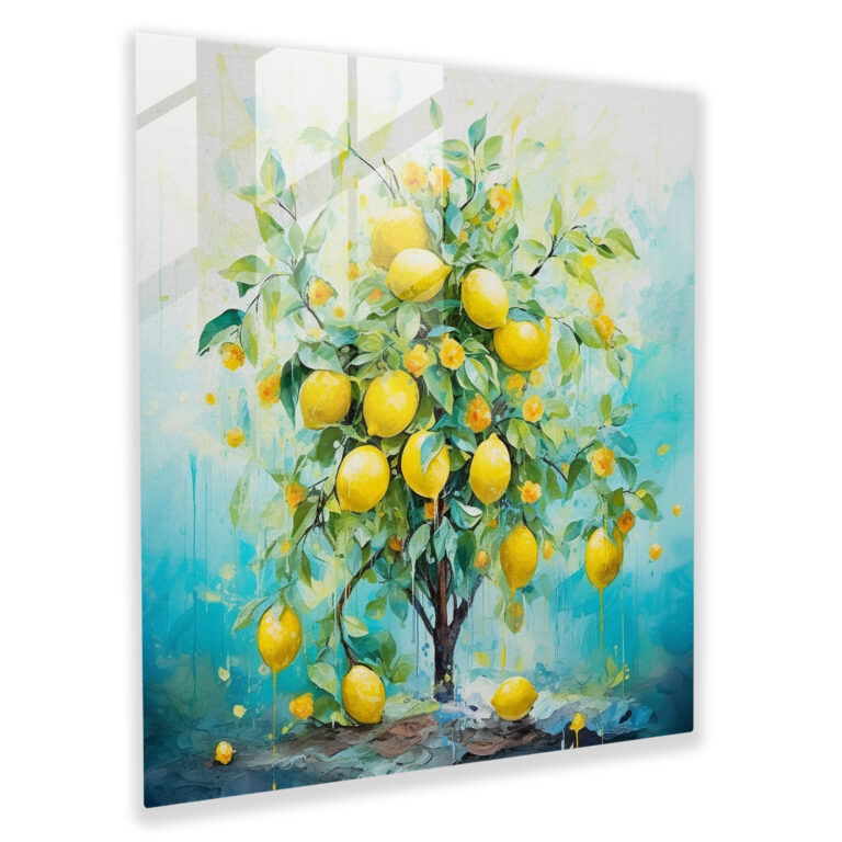 Lemon Tree Glass Print - Lemon Tree, Wall Decoration, Lemon Tree, Glass Art