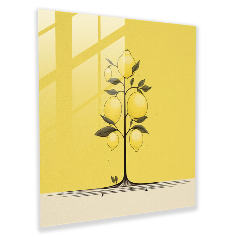 Contemporary Lemon Tree Glass Print - Lemon Tree, Glass Print, Minimalist, Lemon Tree