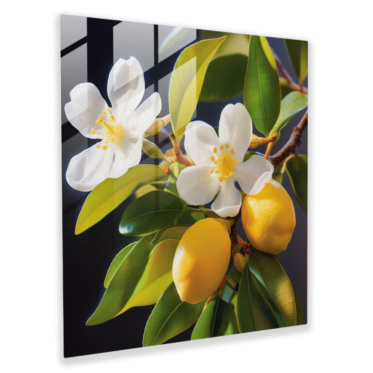Nature's Lemon Tree Glass Print - Lemon Tree, Lemon Tree, Beauty, Close-Up
