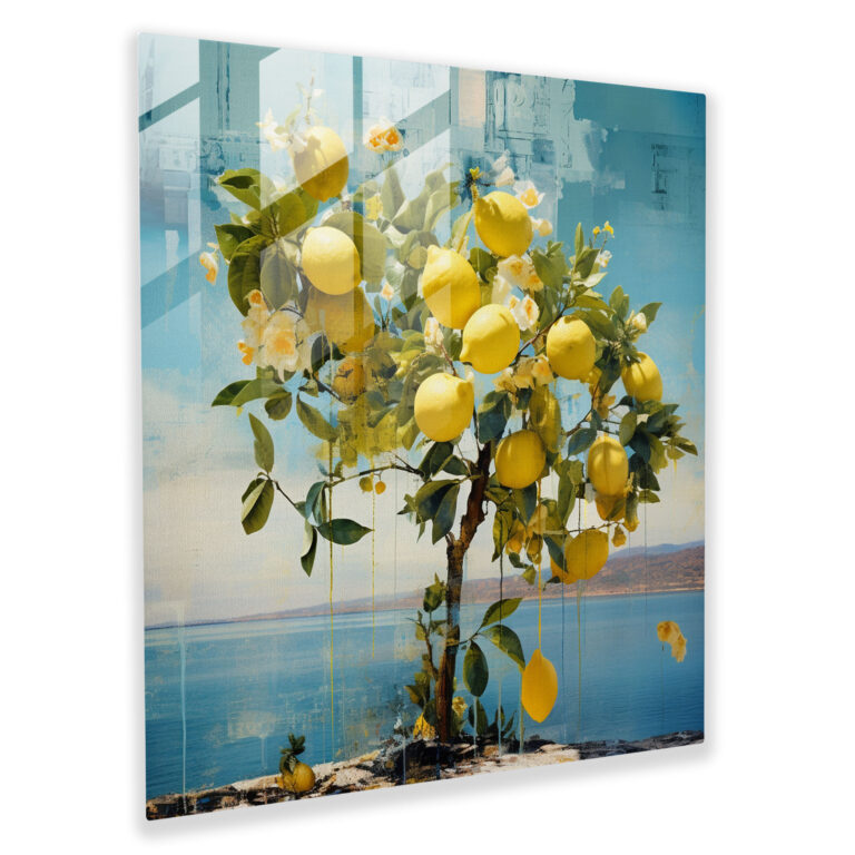 Imaginative Lemon Tree Glass Print - Lemon Tree, Modern Art, Painting, Home Decoration