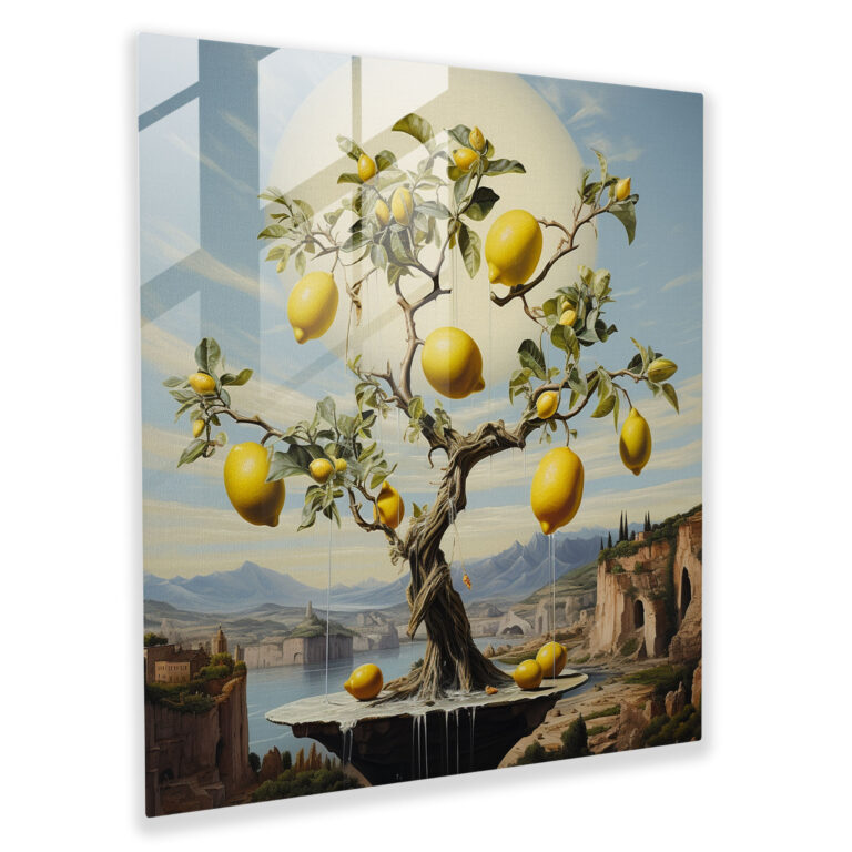 Surrealist Lemon Tree Glass Print - Lemon Tree, Glass Print, Modern Art, Home Decoration