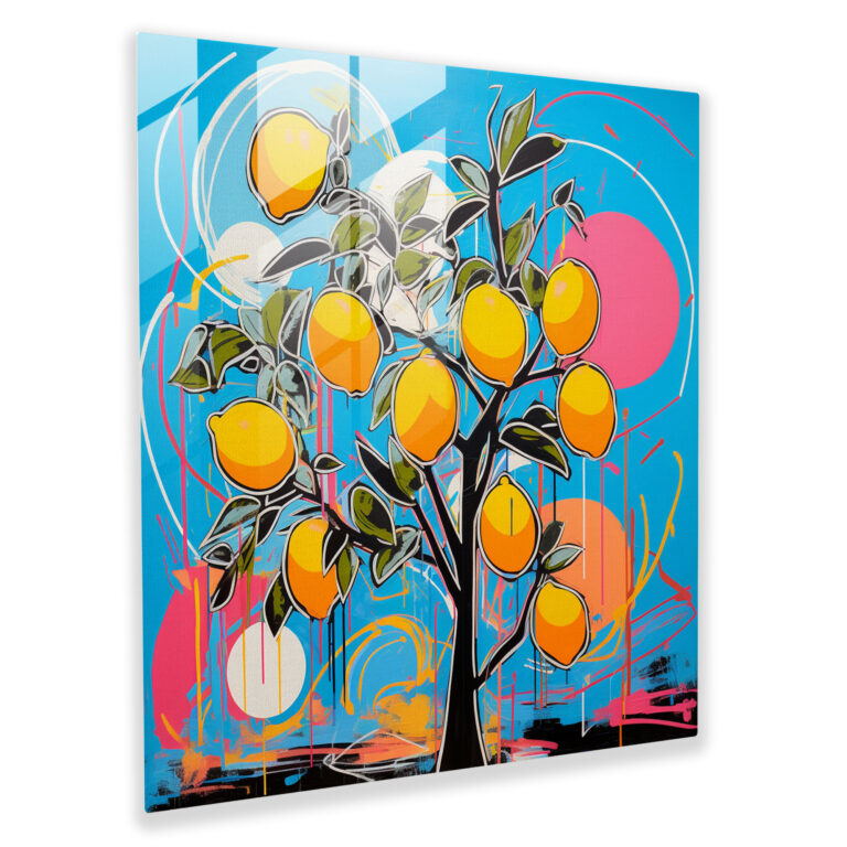 Pop Art Lemon Tree Glass Print - Lemon Tree, Glass Art, Modern Art, Glass Wall Art