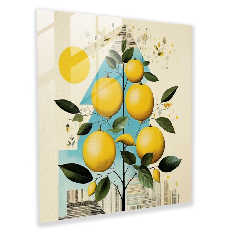Geometric Lemon Tree Glass Print - Lemon Tree, Lemon Tree, Modern Art, Glass Art