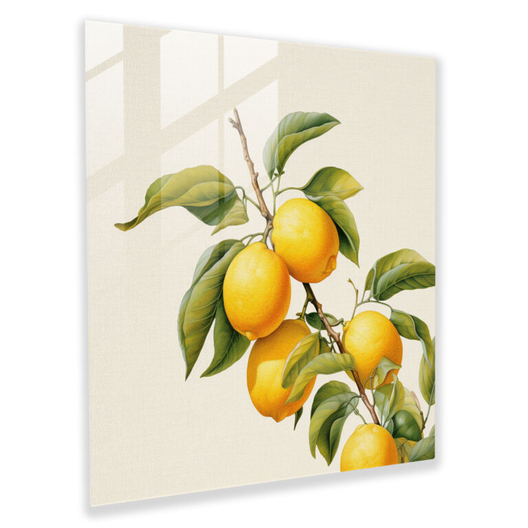 Realistic Lemon Tree Glass Print - Lemon Tree, Glass Wall Art, Home Decoration, Modern Art