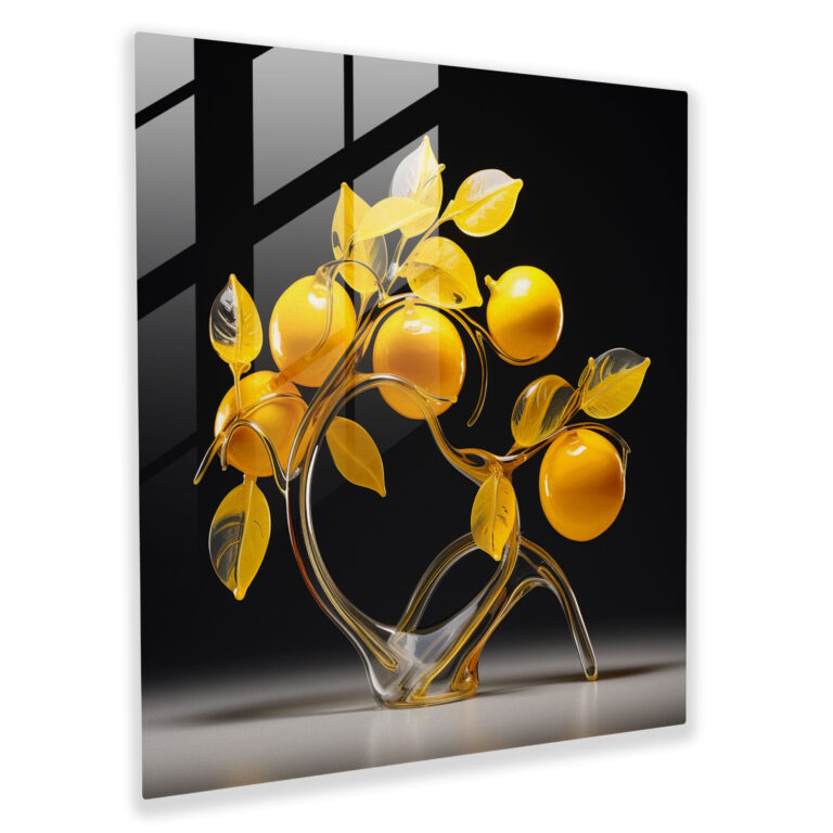 Lemon Tree Essence Glass Sculpture - Lemon Tree, Home Decoration, Lemon Tree, Glass Wall Art