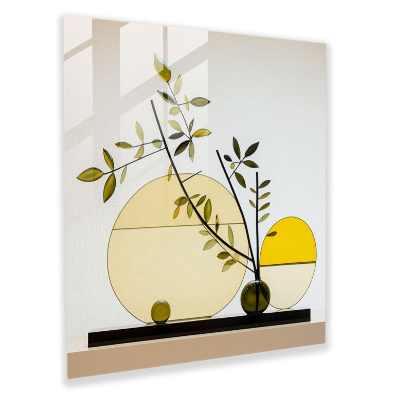 Lemon Tree Serenity Glass Painting - Lemon Tree, Minimalist Painting, Glass Print, Wall Decoration