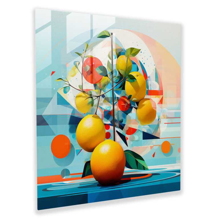 Modern Lemon Tree Digital Art Glass Print - Lemon Tree, Glass Wall Art, Captivating Design, Glass Art