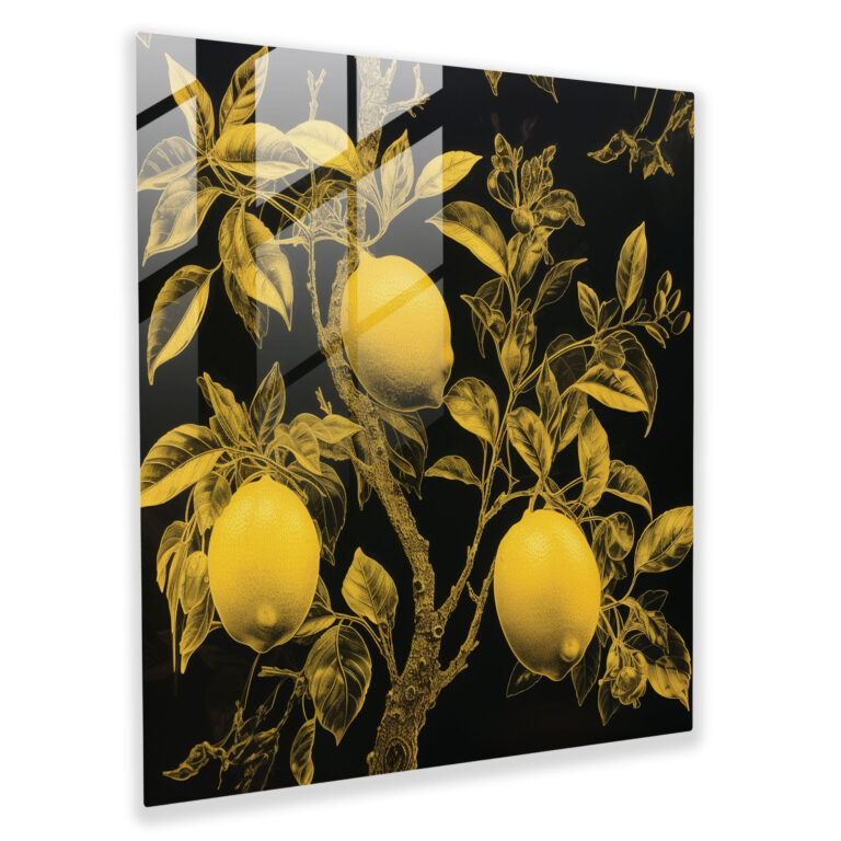 Elegant Lemon Tree Glass Etching - Lemon Tree, Glass Wall Art, Wall Decoration, Elegance And Craftsmanship