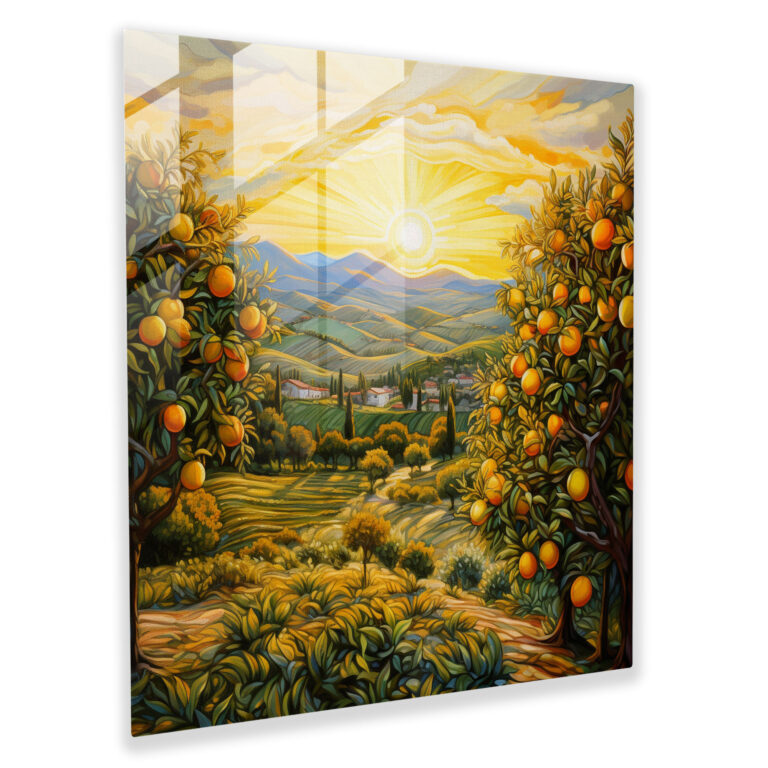 Lemon Tree Glass Print - Oil Painting On Glass - Lemon Tree, Home Decoration, Glass Print, Wall Decoration