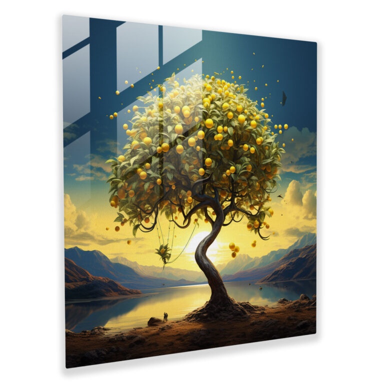 Lemon Tree Glass Print - Digital Art Print - Lemon Tree, Digital Art, Glass Wall Art, Landscape