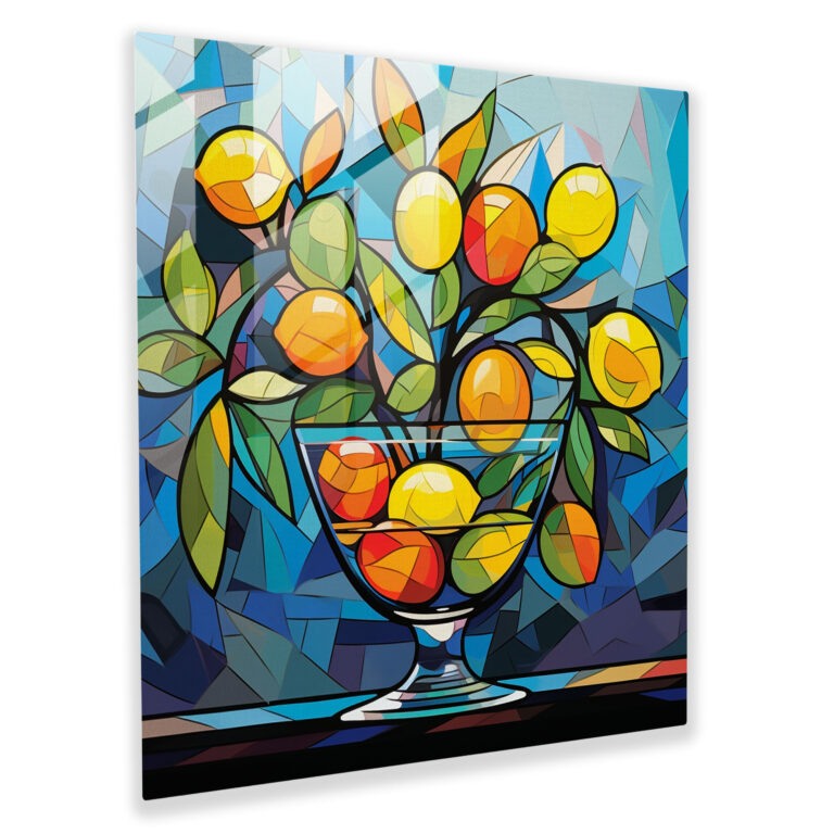 Lemon Tree Glass Print - Pop Art Inspired - Lemon Tree, Glass Wall Art, Home Decoration, Bold Colors