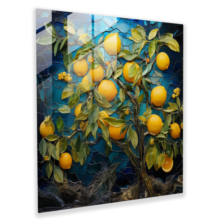 Lemon Tree Glass Print - Collage Of Glass Fragments - Lemon Tree, Glass Wall Art, Collage, Textures