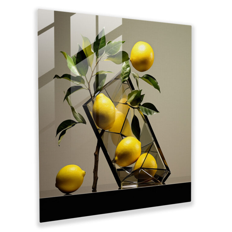 Lemon Tree Glass Print - Geometric Glass Design - Lemon Tree, Shapes, Glass Art, Wall Decoration