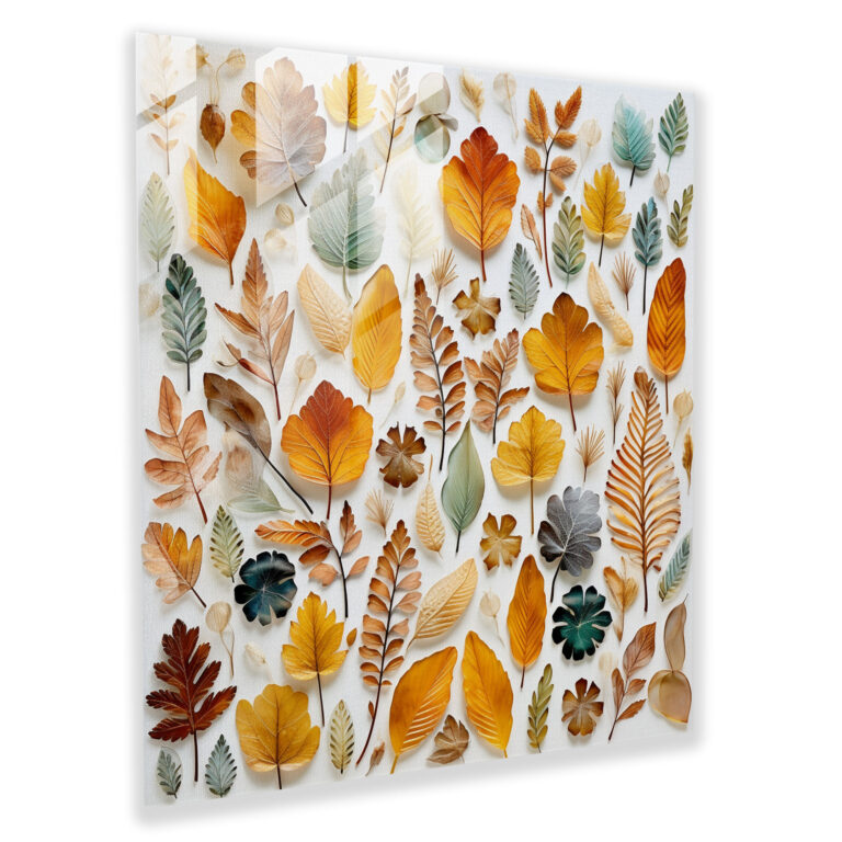 Pressed Leaves Glass Art - Leaves, Organic Charm, Pressed Leaves, Modern Art