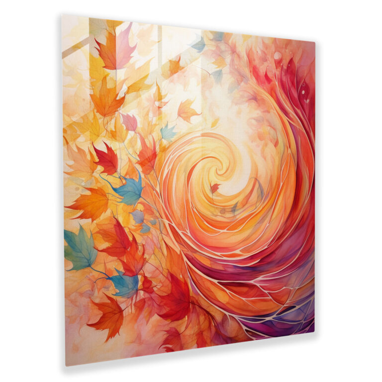 Autumn Leaves Glass Print - Leaves, Modern Art, Abstract, Autumn