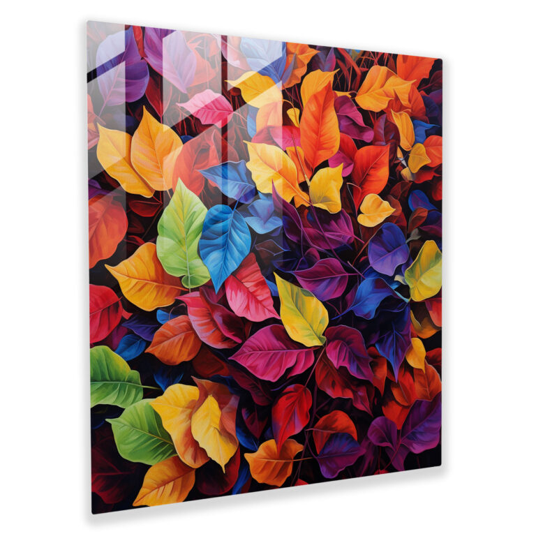 Autumn Leaves Glass Art - Leaves, Contemporary, Wall Decoration, Autumn