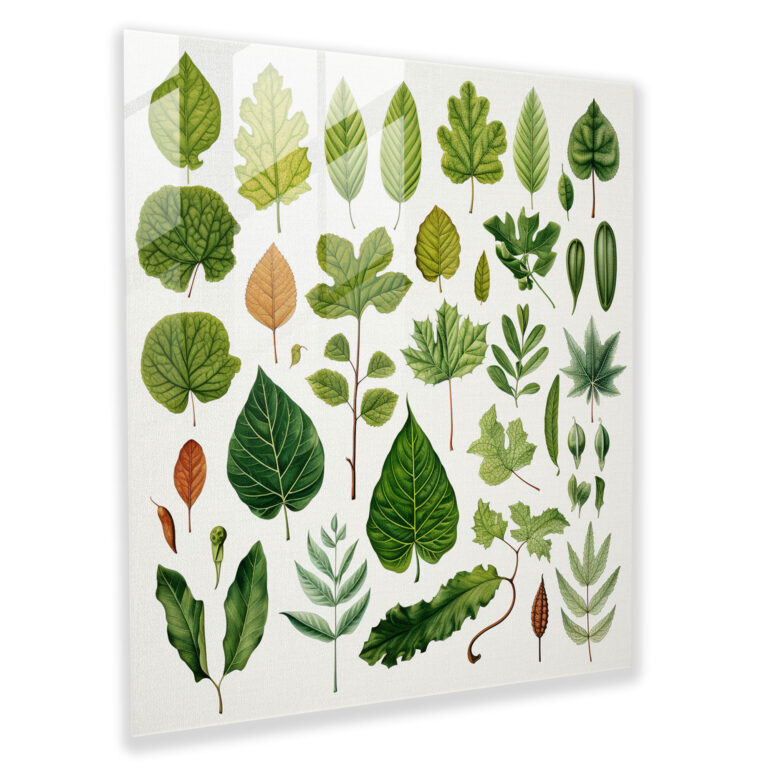 Botanical Leaves Glass Print - Leaves, Leaves, Detailed, Glass Art