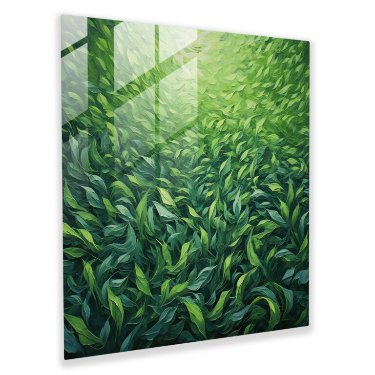 Wind Dance Glass Print - Leaves, Wall Decoration, Wind Movement, Glass Print