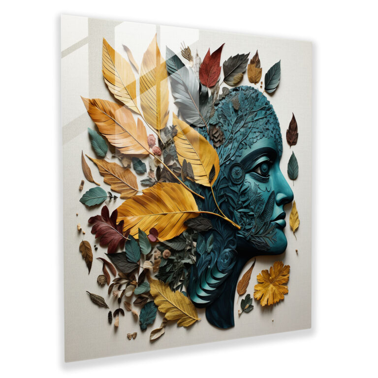 Leaf Collage Glass Art - Leaves, Pressed Leaves, Modern Art, Wall Decoration