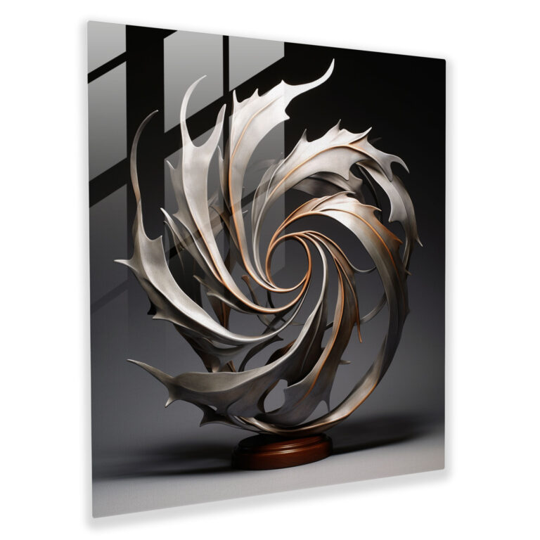 Spiral Leaves Glass Art - Leaves, Mesmerizing Spiral, Abstract Sculpture, Glass Art