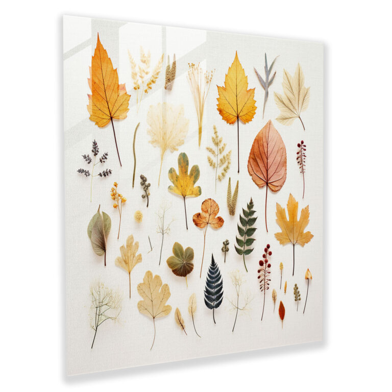 Pressed Leaves Glass Wall Art - Leaves, Glass Art, Nature-Inspired Decor, Leaves