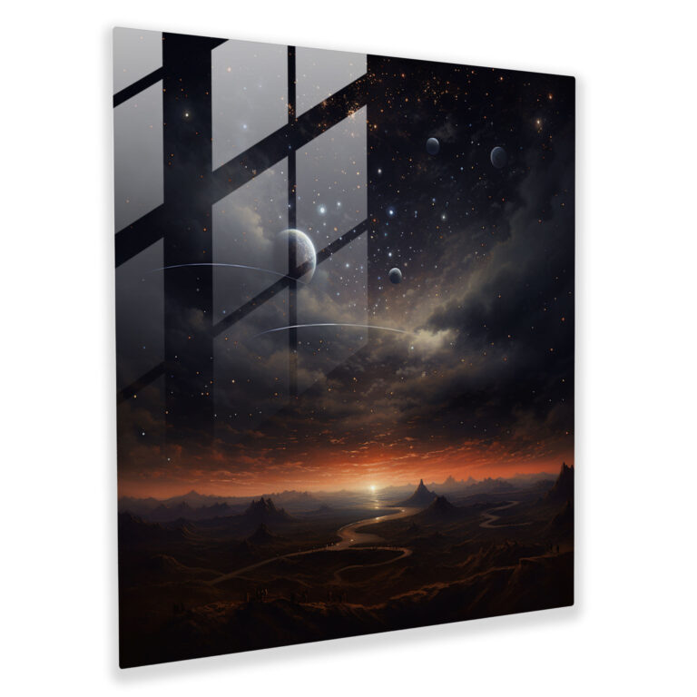 Midnight Celestial Glass Print - Midnight, Wall Decoration, Stars, Modern Art