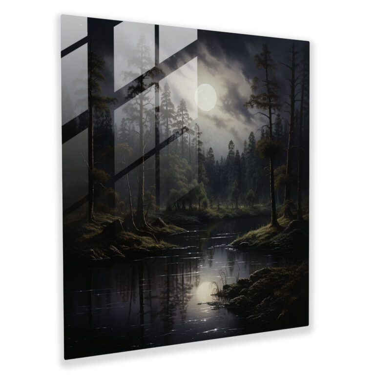 Midnight Serenity Glass Print - Midnight, Glass Print, Glass Art, Majestic Trees