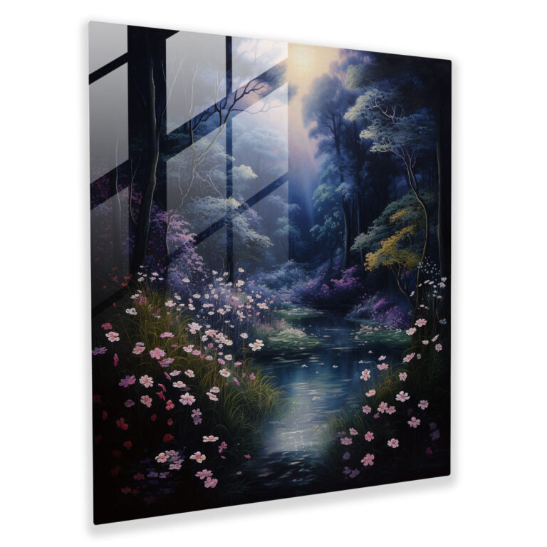 Midnight Blossoms Glass Print - Midnight, Peace, Beauty, Wall Decoration