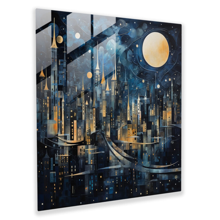 Midnight Abstract Glass Print - Midnight, Moonlight, Home Decoration, Glass Wall Art