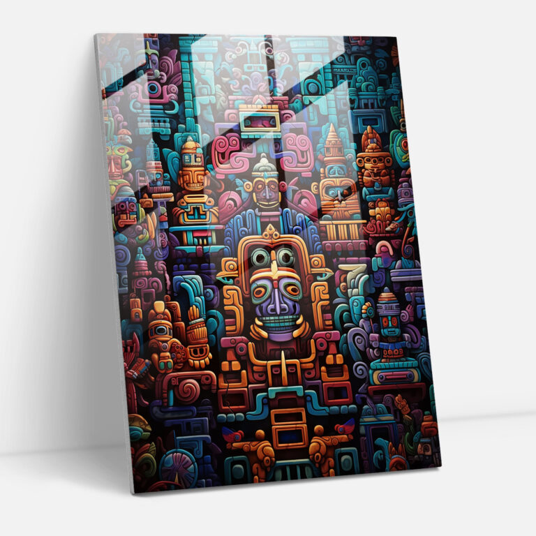 Mayan Glass Print - Mayan, Mayan, Glass Art, Wall Decoration