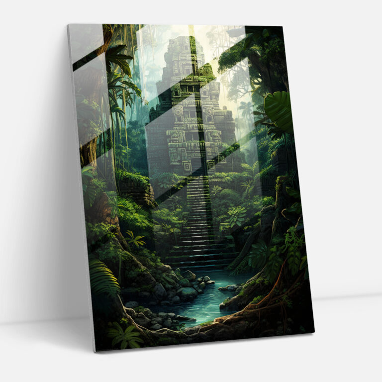 Mayan Jungle Glass Print - Mayan, Glass Wall Art, Glass Print, Wall Decoration