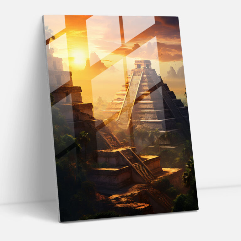 Mayan Pyramid Glass Print - Mayan, Glass Wall Art, Modern Art, Glass Print