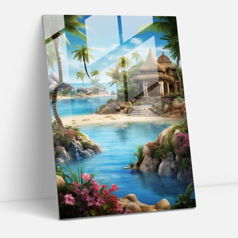 Mayan Coastal Glass Wall Art - Mayan, Mayan, Modern Art, Wall Decoration