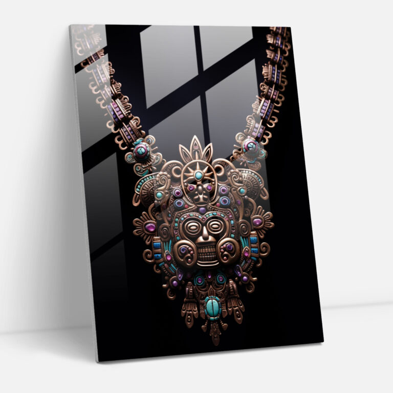 Mayan Jewelry Glass Art - Mayan, Mayan, Modern Art, Glass Wall Art