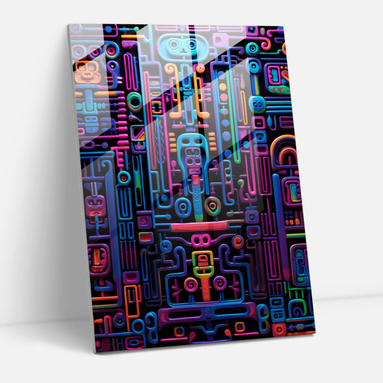Mayan Abstract Glass Wall Art - Mayan, Mayan Abstract Art, Glass Print, Contemporary Design